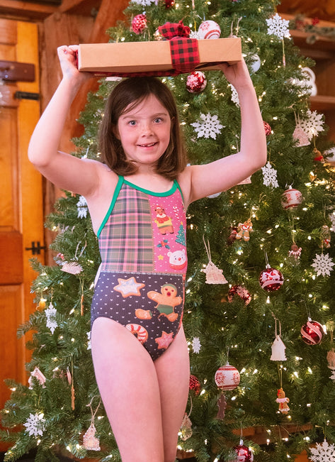 Sporti Granny Sweater Holiday Tartan Thin Strap One Piece Swimsuit Youth (22-28)