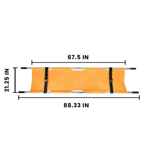 LINE2Design EMS Portable Stretcher Emergency Foldaway Medical Flat Four Steel Bars Stretchers with Grip Handles & Zippered Carrying Case