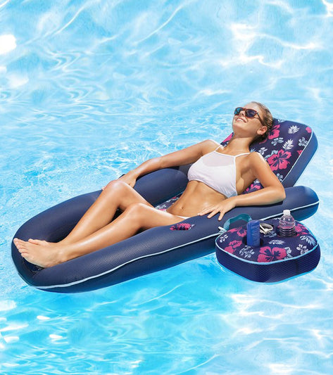 Aqua Leisure Ultimate 2 In 1 Convertible Water Lounge Multi Position Recliner & Tanner With Caddy