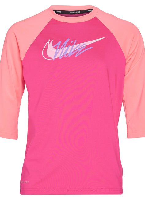 Nike Girls' Script Logo Half Sleeve Hydroguard (Big Kid)