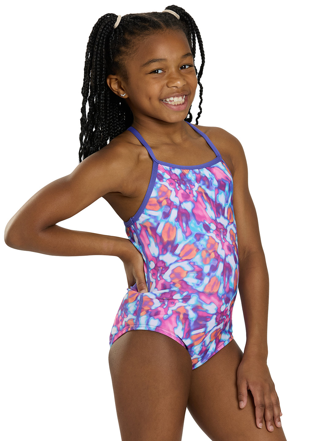 TYR Girl's Print Addy Diamondfit Durafast Elite One Piece Swimsuit