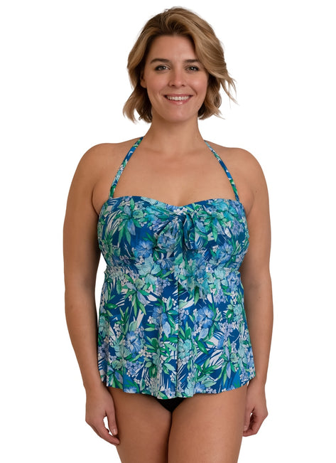 Fit4U Women's Plus Size Tango Convertible Tie Tankini Top
