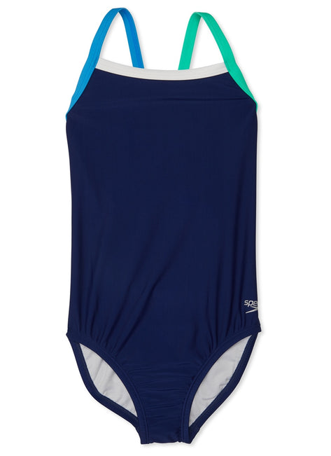 Speedo Girls' Solid Propel Back One Piece Swimsuit (Big Kid)