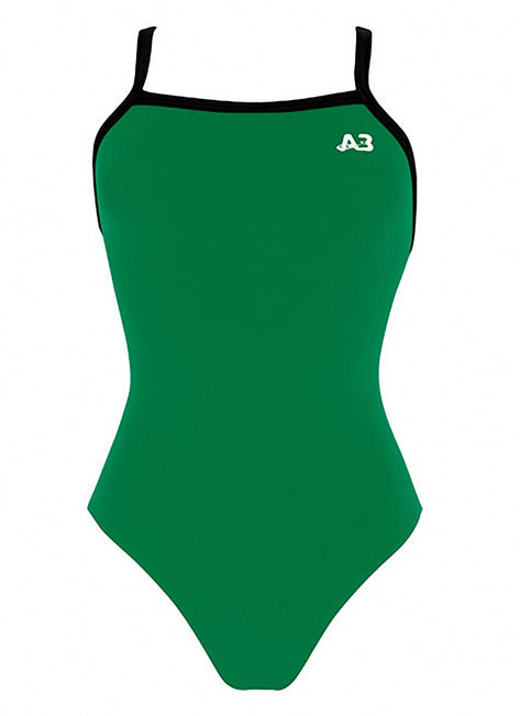 A3 Performance Female Youth X-Back Poly Swimsuit w/ Contrast Trim