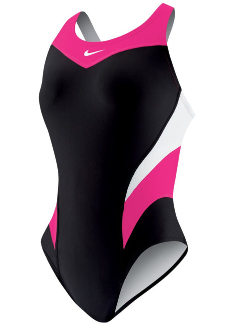Nike Swim Girls' Victory Color Block Power Back Tank One Piece Swimsuit