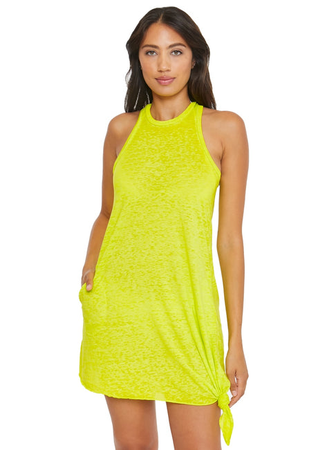Becca Swim Women's Beach Date Knot High Neck Cover Up Dress
