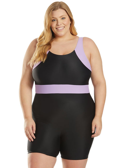 Sporti Plus Size Unitard Colorblock One Piece  Swimsuit