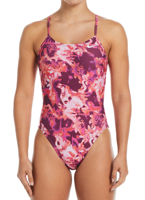 Nike Women's Hydrastrong Multi Print Cut Out One Piece Swimsuit