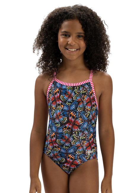 Dolfin Uglies Girls' Flutter By Print One Piece Swimsuit (Big Kid)