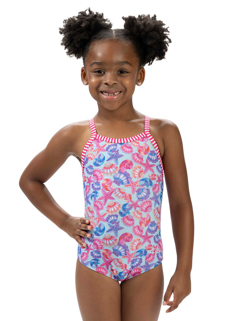 Dolfin Girls' By the Sea Print One Piece Swimsuit (Toddler, Little Kid)