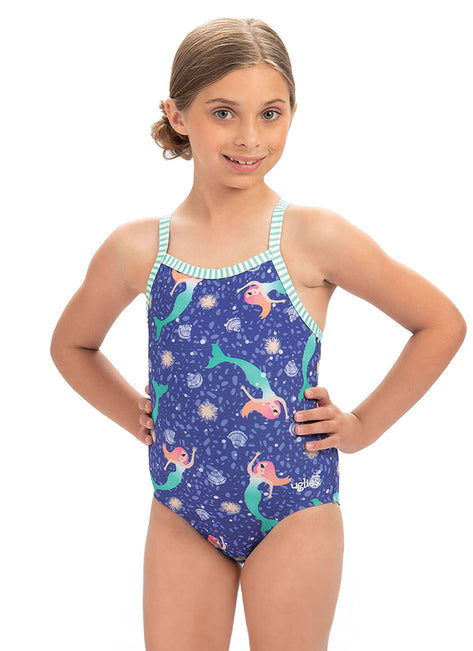 Dolfin Uglies Girls' Mermaid Printed One Piece Swimsuit (Big Kid)