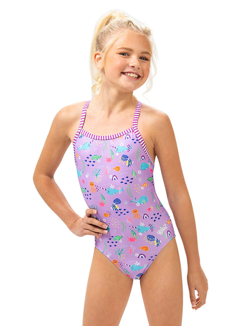 Dolfin Uglies Girls' Noire Printed One Piece Swimsuit (Big Kid)