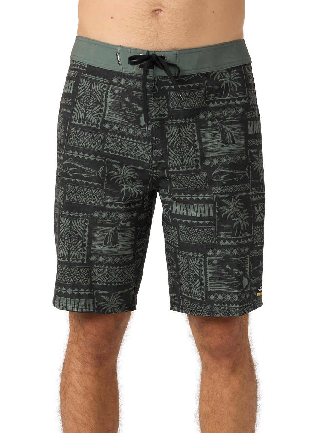 thumbnail interactive-video image 1 of O'NEILL Men's GI Jack 20 Inch Hybrid Shorts - Water Resistant Mens Cargo Shorts With Elastic Waist And Pockets,Green 2,35 At Men's Clothing Store 1 of 9