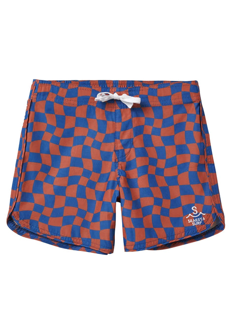 Seaesta Surf Boys's Scallop Wavy Checks Retro Flare Board Short (Toddler, Little Kid, Big Kid)