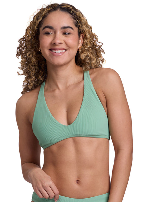 JOLYN Women's Aster Rib Solid Bikini Top