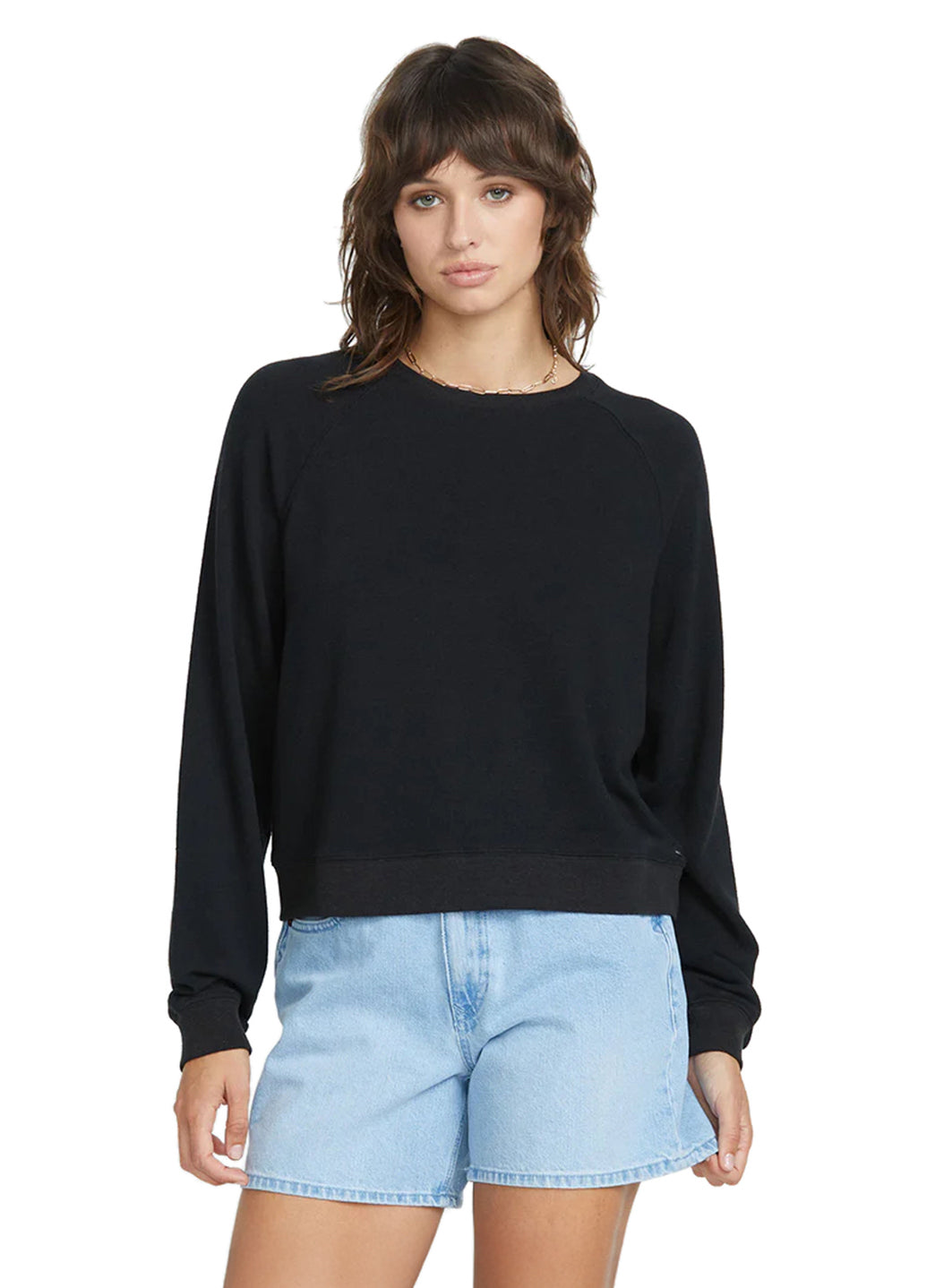 Volcom Raglan Volcom Women's Solid Lil Frenchie Long Sleeve Raglan Pullover at ...