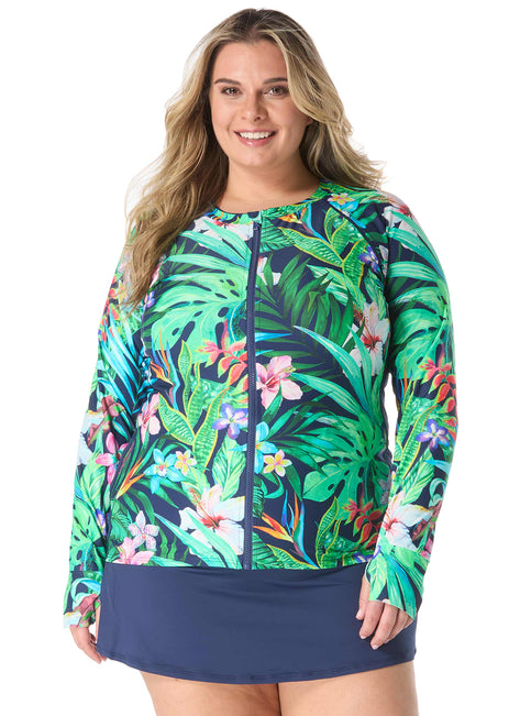 Beach House Women's Plus Size Tropic Paradise Ava Rash Guard
