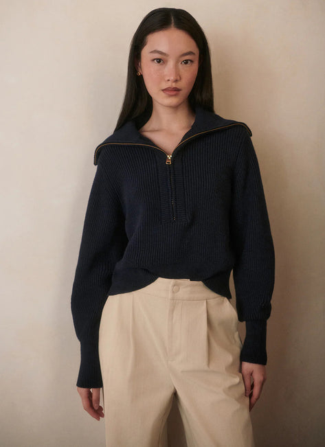 Varley Maura Half Zip Rib Knit Sweater