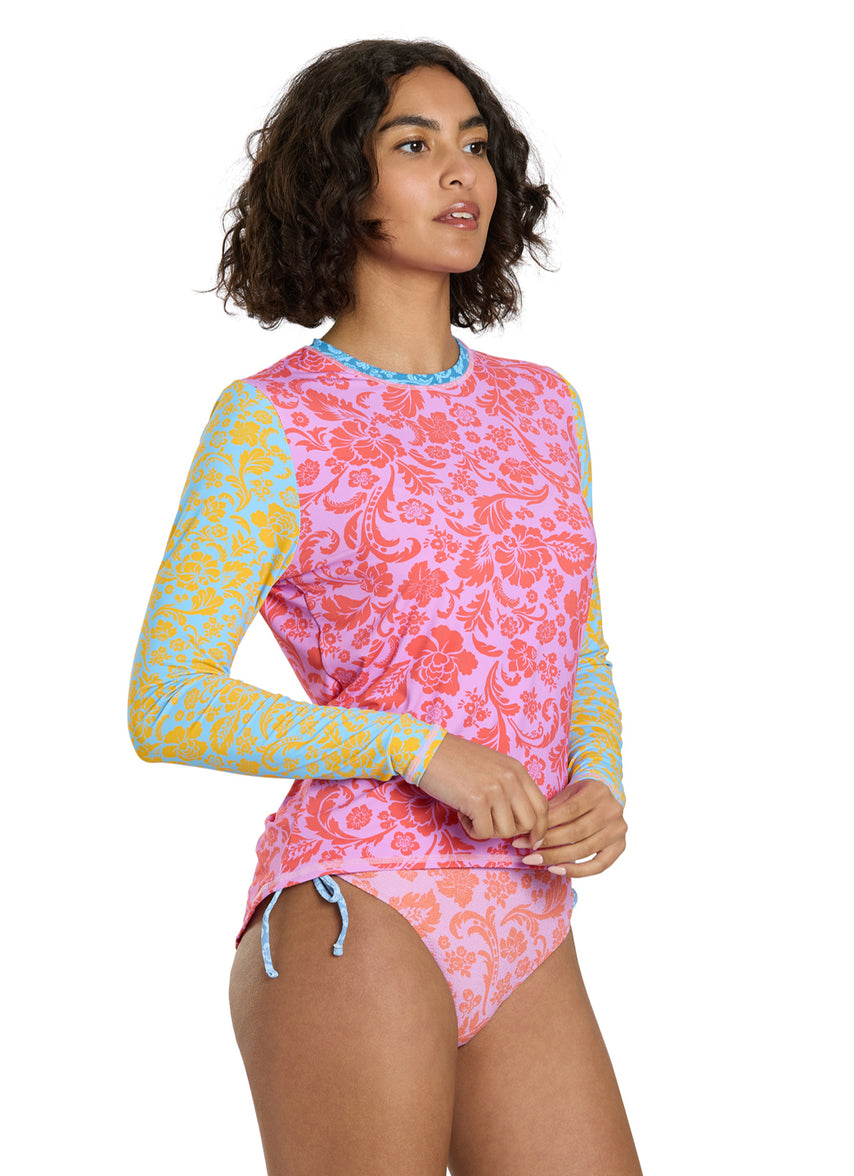 Roxy Women's Tapestry Patchwork Sea Skippin Long Sleeve Rash Guard
