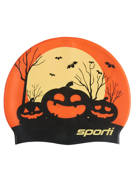 Sporti Pumpkin Mischief Silicone Swim Cap