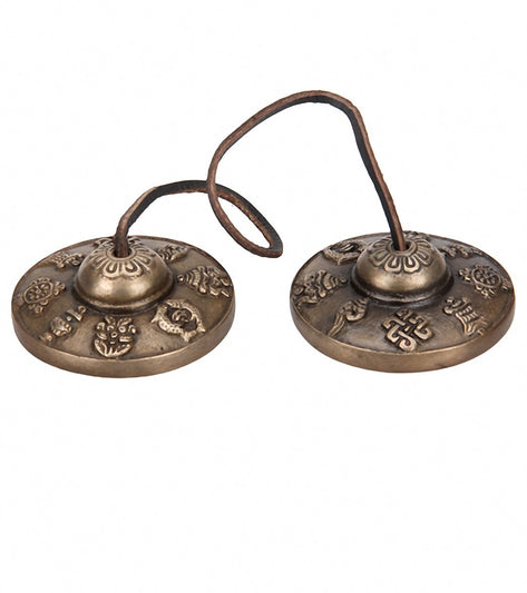 Sacred Space Med Intricate Auspicious Symbol Tibey Gong Tingsha Cymbals