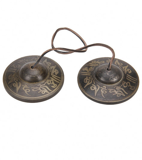 Sacred Space XL Om Mani Padme Hum Tibetan Gong Tingsha Cymbals 3.5