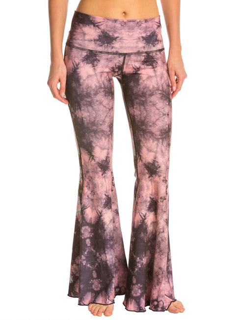 Teeki Eagle Feather Pink Bell Bottom Yoga Pants