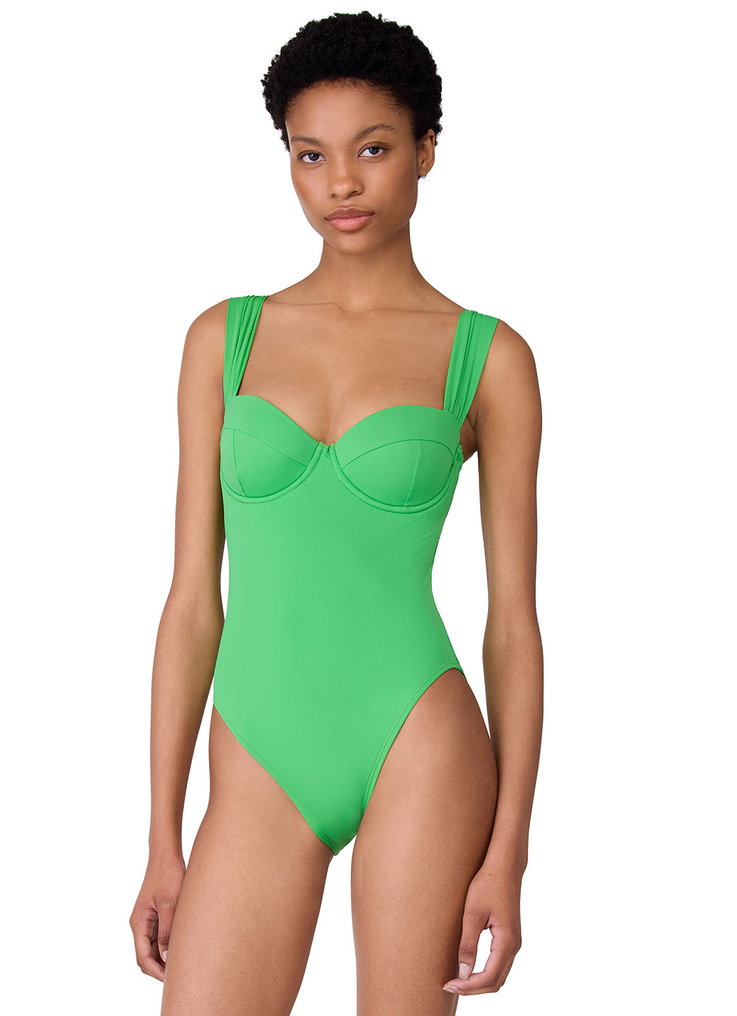 Kate Spade Women's Solid Shirred One Piece Swimsuit at SwimOutlet.com