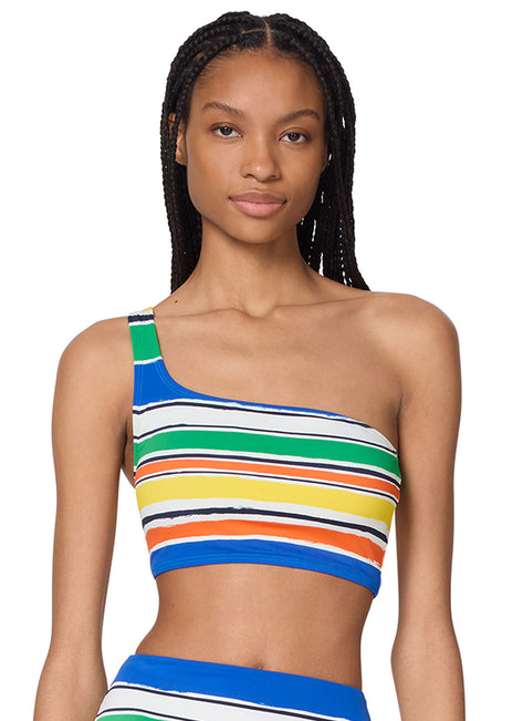 Kate Spade Women's Ocean Stripe One Shoulder Bikini Top