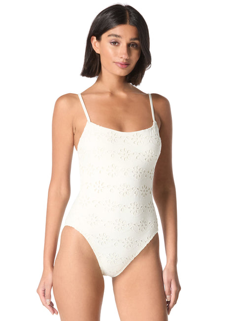 Kate Spade Women's Eyelet Tie Back One Piece Swimsuit