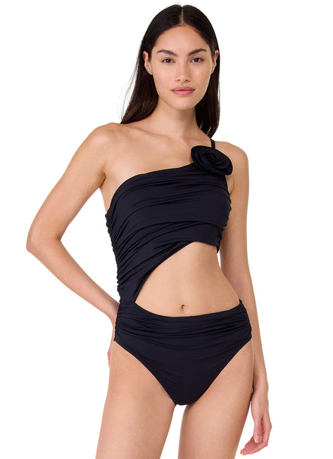 Kate Spade Women's Rosette Solids One Shoulder One Piece Swimsuit