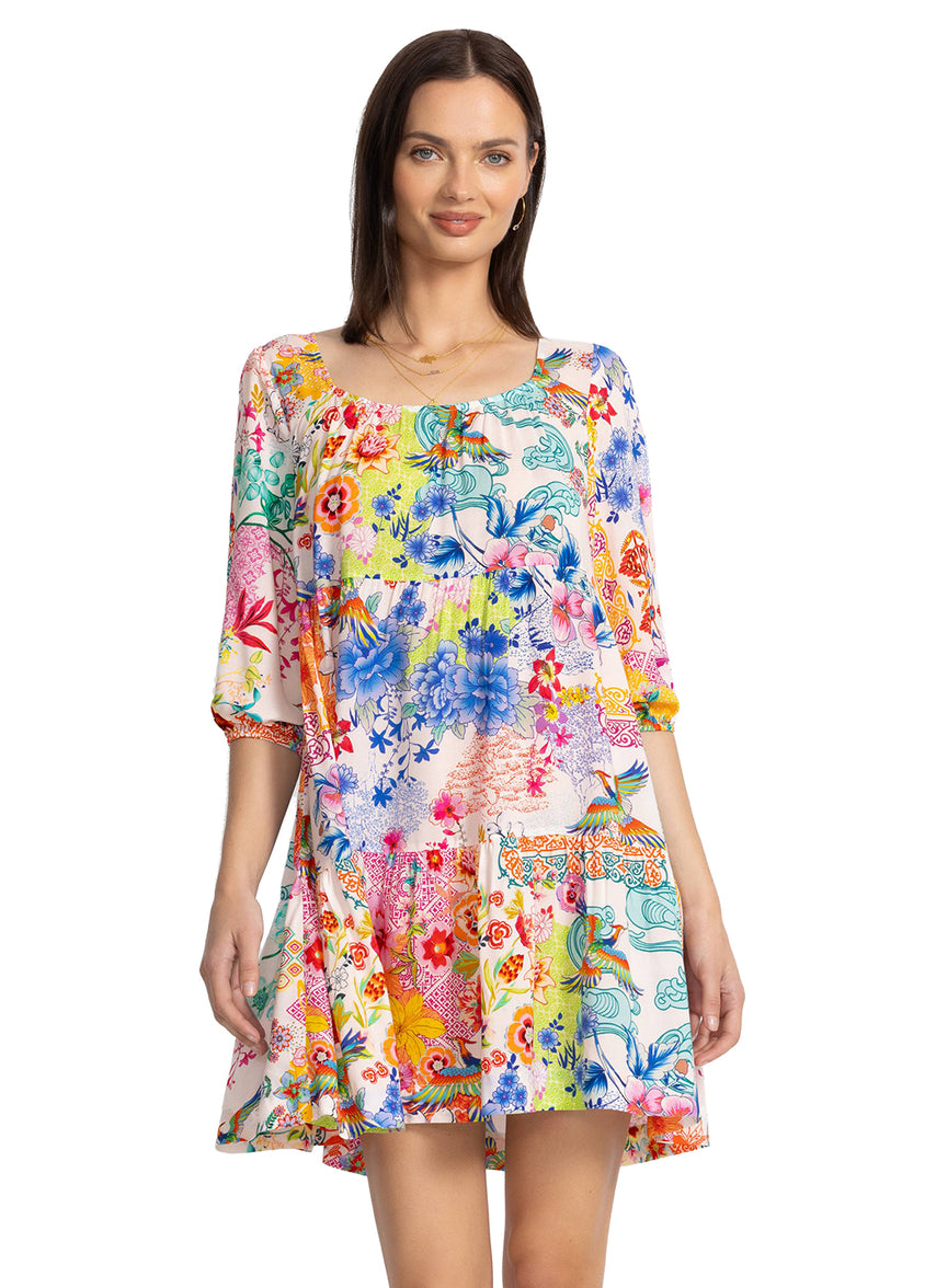 Johnny Was Women's Paula Tiered Mini Dress at SwimOutlet.com Johnny Was Women's Paula Tiered Mini Dress at SwimOutlet.com