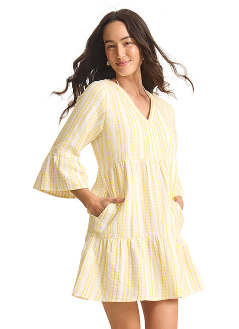 Tommy Bahama Women's Cotton Dobby Tiered Dress