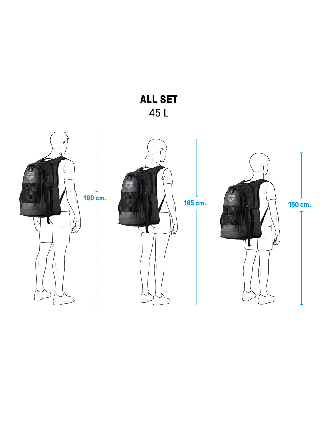 Arena All Set 45L Backpack Black Arena All Set 45L Backpack Black