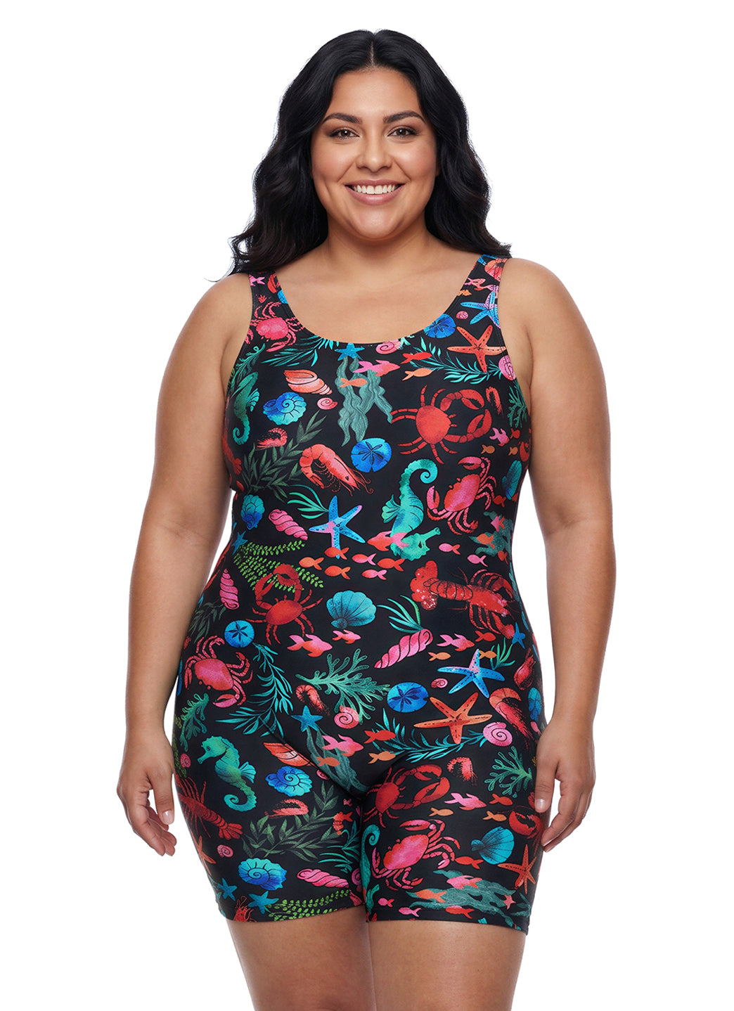 Sporti Plus Size Unitard Tide Pool One Piece Swimsuit at