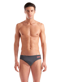 Arena Men's Solid Brief Swimsuit Asphalt/Bright Coral