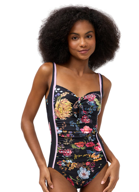 Johnny Was Women's Baccara Tie Ruched One Piece Swimsuit