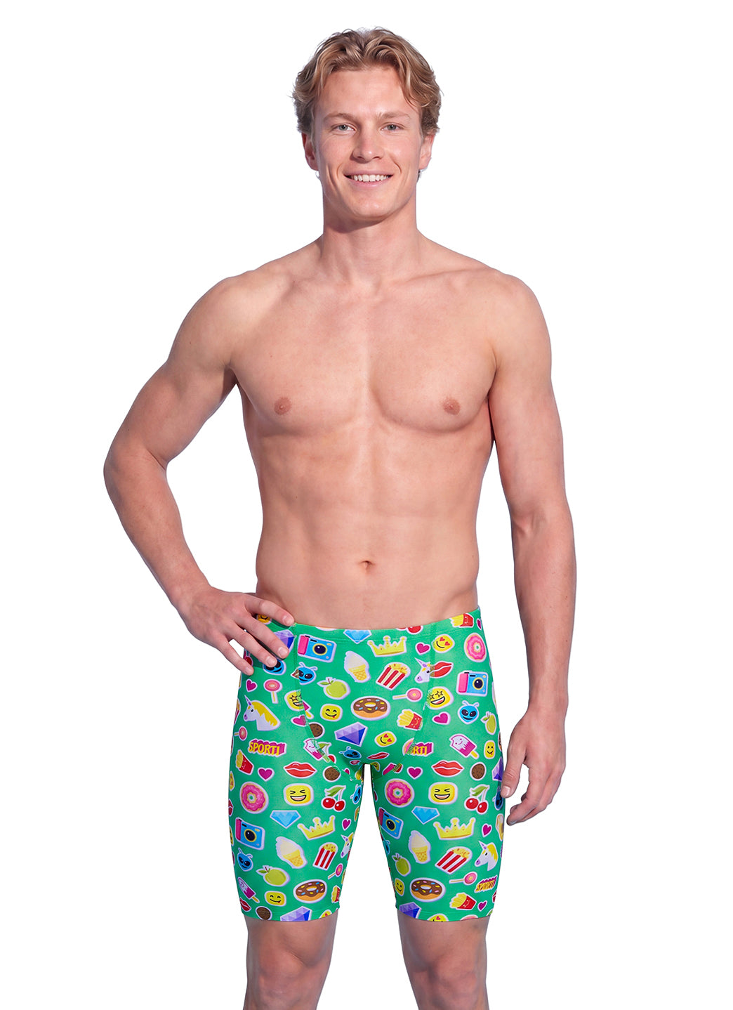 水着・ラッシュガード ameri BUMPY PUFF SHOULDER SWIMWEAR Sporti HydroLux Sticker Squad Jammer Swimsuit (22-44) at