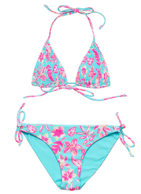 Snapper Rock Girls' Tropical Glow Sustainable Triangle Two Piece Bikini Set (Big Kid)