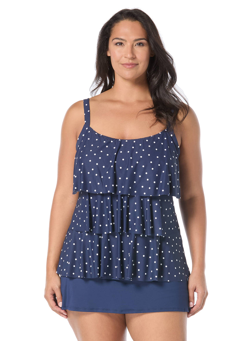 Beach House Women's Plus Size Sailor Dot Jane Ruffle Tankini Top at SwimOutlet.com Beach House Women's Plus Size Sailor Dot Jane Ruffle Tankini Top at SwimOutlet.com