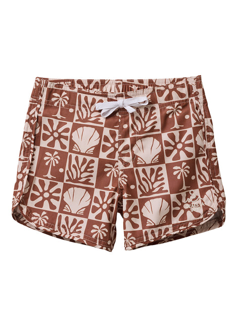 Seaesta Surf Boys' Scallop Beach Checks Retro Flare Board Short (Toddler, Little Kid, Big Kid)