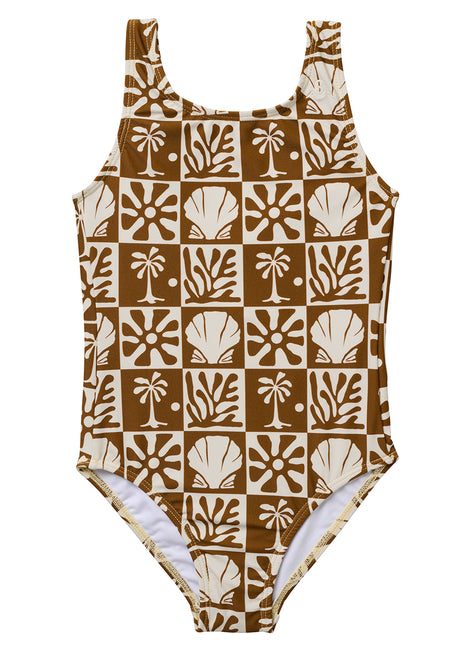 Seaesta Surf Girls' Beach Checks One Piece Swimsuit (Toddler, Little Kid, Big Kid)