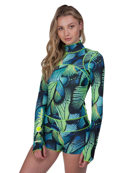 TUTUBLUE Women's Turq Flyer Classic UPF 50+ Long Sleeve One Piece Swimsuit