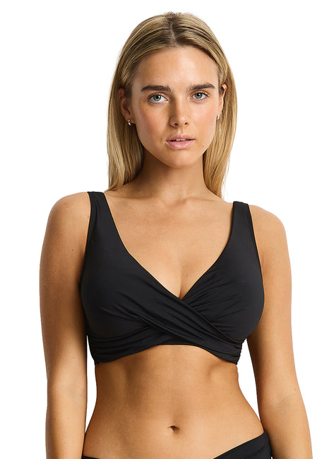 Sea Level Women's Essentials Edit Cross Front Tie Back Bikini Top