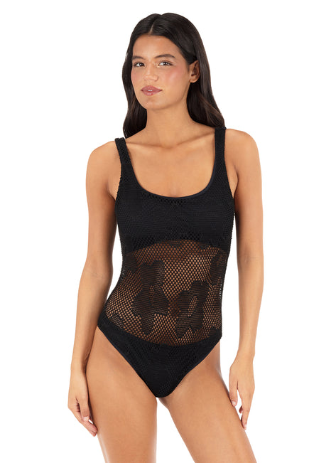 Hurley Women's Daisy Mesh Moderate One Piece Swimsuit