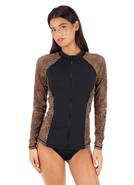 Hurley Women's Soft Spot Long Sleeve Front Zip Rash Guard