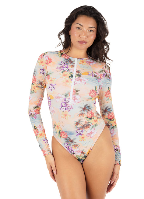 Hurley Women's Scenic Sunset Zip Front Moderate One Piece Surfsuit One
