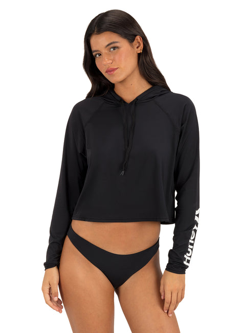 Hurley Women's OAO Solid Long Sleeve Hooded Rash Guard