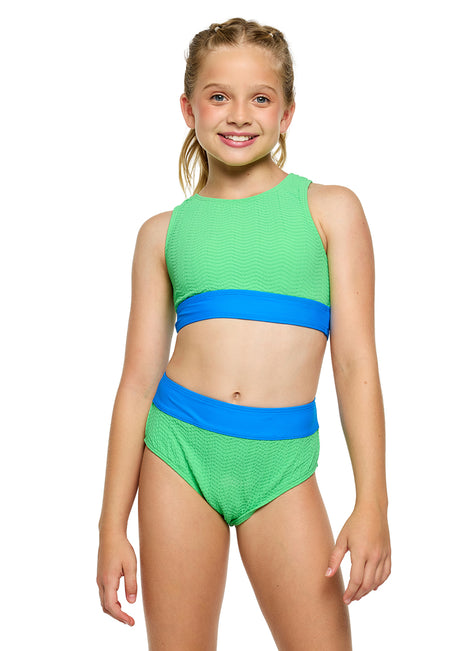 Next Girls Girls' X-Back High Neck/High Waist Bottom Two-Piece Swimsuit Set (Big Kid/Tween)
