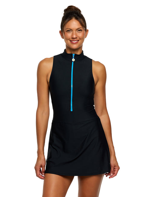 Next by Athena Women's Good Karma Zip Front Swim Dress